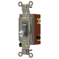 Hubbell Wiring Device-Kellems Industrial Grade, Illuminated Toggle Switches, General Purpose AC, Three Way, 20A 120/277V AC, Back and Side Wired, Clear Toggle HBL1223ILC